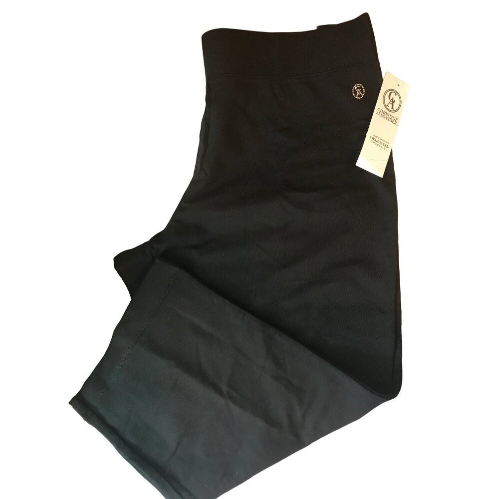 Christine Alexander 2X Black Cotton Capri Sweat Pant Track Exercise Dance Gym Yo